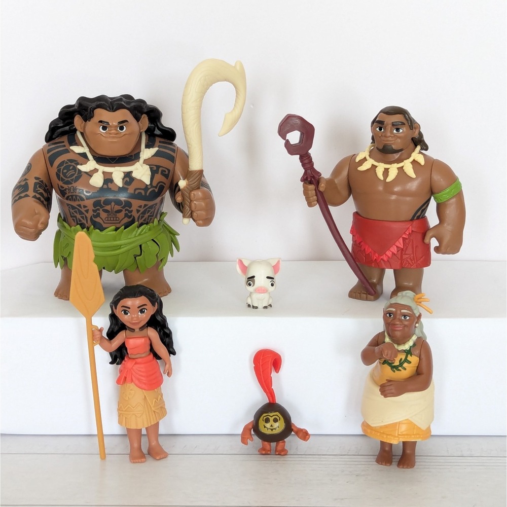 Disney Moana PlasticToy Figure Lot Maui Pua Tala Chief Tui Coconut Cake Topper